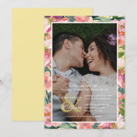 Jaune et rose avec Pêche Floral Mariage