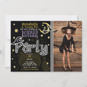 Invitation Jaune et sorcière noire Halloween fête d'anniversa