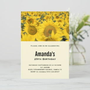 Invitation Jaune Fleur de soleil Anniversaire