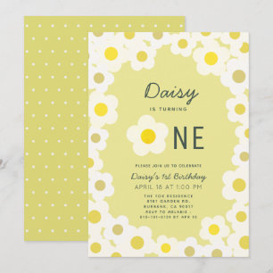 Invitation Jaune floral Daisy 1er anniversaire
