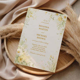 Invitation Jaune Floral Doux