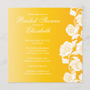 Invitation Jaune floral élégant d'invitation de Fête de la