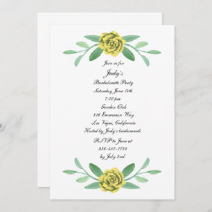 Invitation Jaune Floral Vert Foliage Bachelorette Party