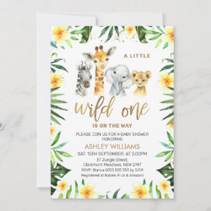 Invitation Jaune Floral Vert Safari Wild Un Baby shower