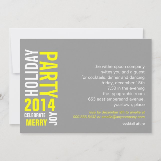 Invitation Jaune gris typographique (Devant)