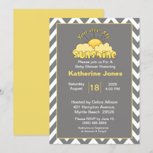Invitation Jaune Gris Vous Êtes Mon Baby shower Soleil