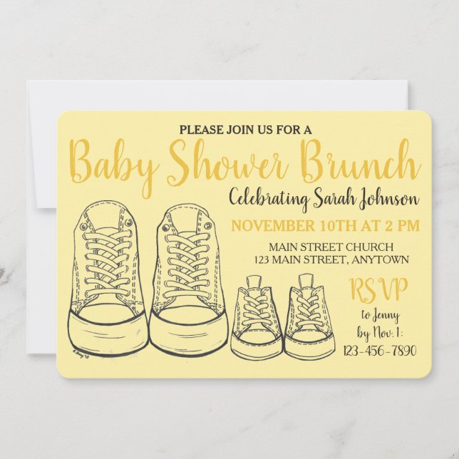 Invitation Jaune Grosse Petite Chaussure Garçon Nouvelle Douc (Devant)