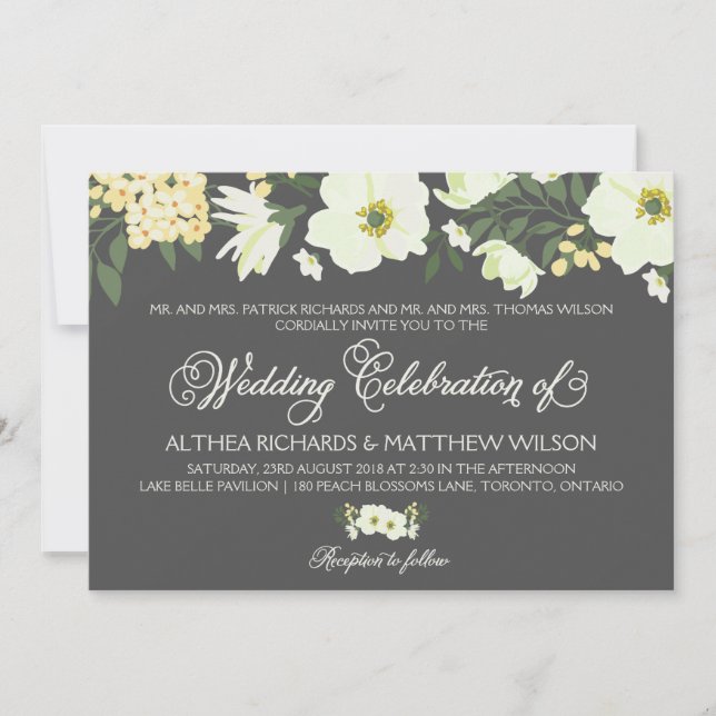 Invitation Jaune jolie anémones Mariage floral III (Devant)