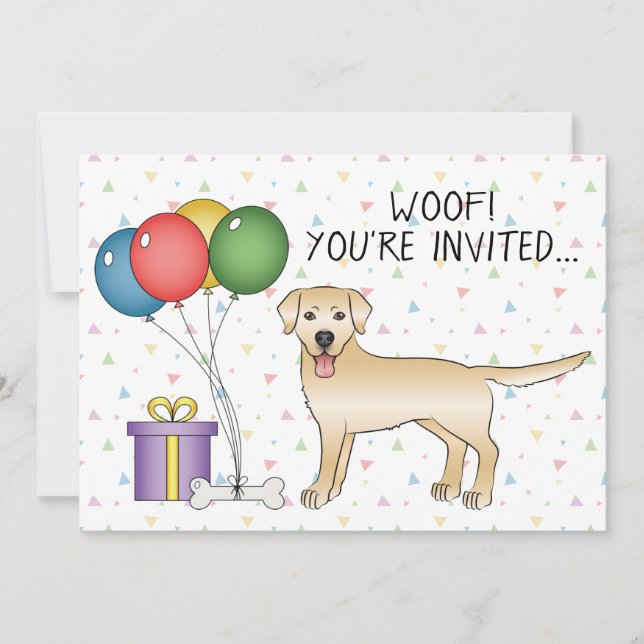 Invitation Jaune Labrador Retriever Dessin Chien - Anniversai (Devant)