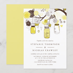 Invitation Jaune Mariage Mason Jars