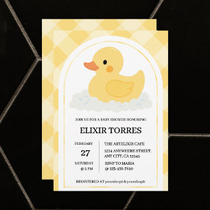 Invitation Jaune moderne en caoutchouc Baby shower canard
