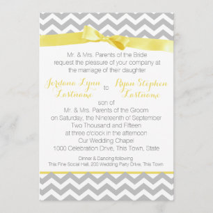 Invitation Jaune moderne Zigzag Bow