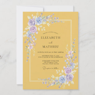 Invitation Jaune Moutarde Élégant Mariage de Printemps