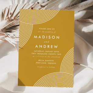 Invitation Jaune Moutarde Mariage Tourbillon Géométrique