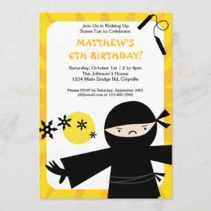 Invitation Jaune Ninja Power
