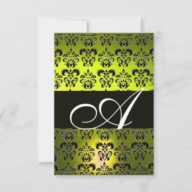 INVITATION JAUNE  NOIR  MONOGRAMME DAMAS BLANC (Devant)