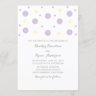 Invitation jaune pourpre de mariage de confettis