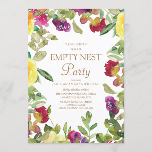 Invitation Jaune Purple Floral Sage Vert Vide Nid Party