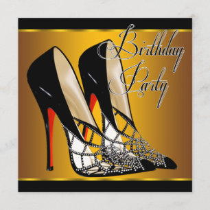 Invitation Jaune rouge jaune or à talons hauts Anniversaire