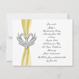 Invitation Jaune Ruban Silver Swans Bachelorette Party
