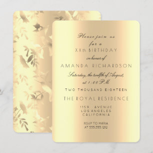 Invitation Jaune Sepia Or Anniversaire Humming-bird Floral
