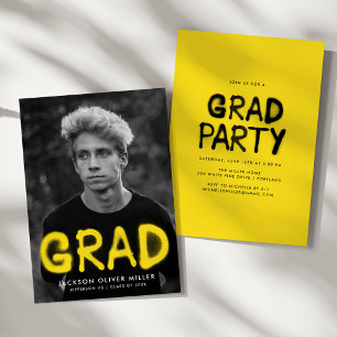 Invitation Jaune Spray Paint Photo Party Graduation