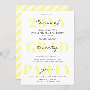 Invitation Jaune Typographie Moderne Online Graduation Party