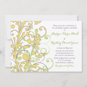 Invitation Jaune vert violet Abstrait Mariage floral