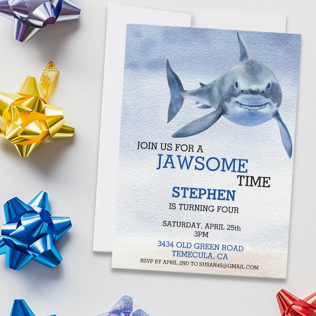 Invitation JawUn certain temps Grand requin blanc Anniversair (Créateur téléchargé)