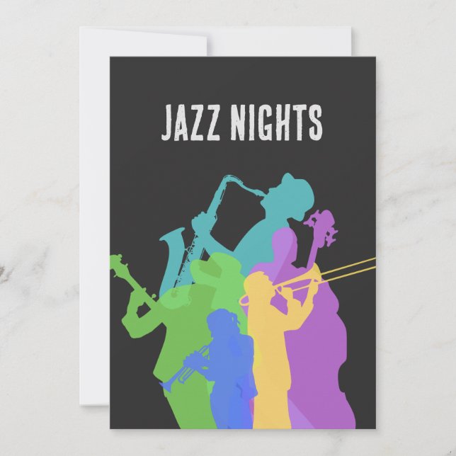 Invitation Jazz joueurs, jazz night festival, jam, concert (Devant)