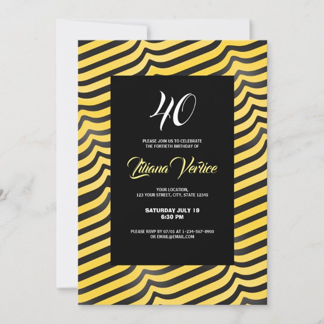 Invitation Jazzy mignon noir et jaune Bumblebee Invita (Devant)