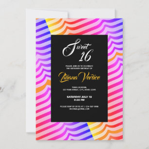 Invitation Jazzy Trippy Psychedelic Tropical Stripey Motif