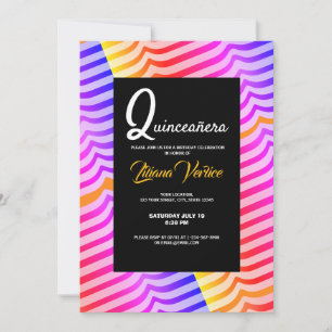 Invitation Jazzy Trippy Psychedelic Tropical Stripey Motif