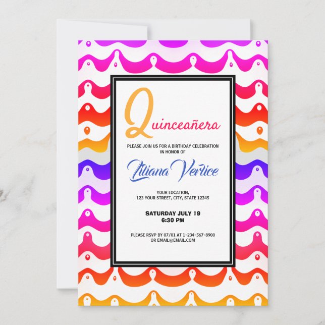 Invitation Jazzy Tropical Psychedelic Wavy (Devant)