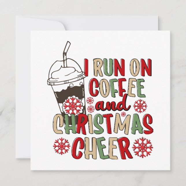 Invitation Je cours sur le café et la fête de Noël (Devant)