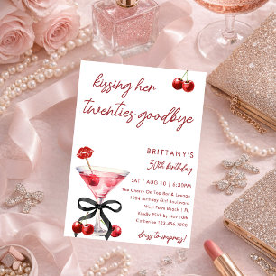 Invitation Je dis au revoir à mes 20 ans Cherry Martini Anniv