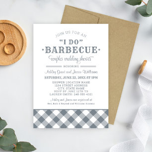 Invitation Je fais barbecue Ardoise En vichy Mariage Couples 