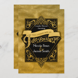 Invitation JE FAIS BARBECUE BBQ Faux Gold Foil Fiançailles