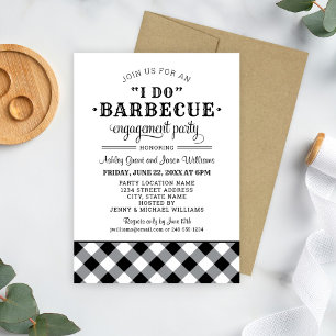 Invitation Je fais BBQ Black and White Mariage Engagement Par