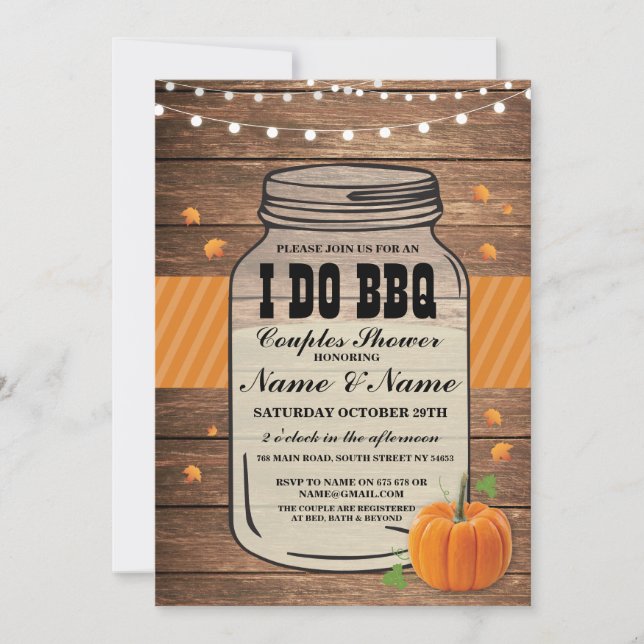 Invitation Je FAIS BBQ Couples Douche Automne Fiançailles Aut (Devant)