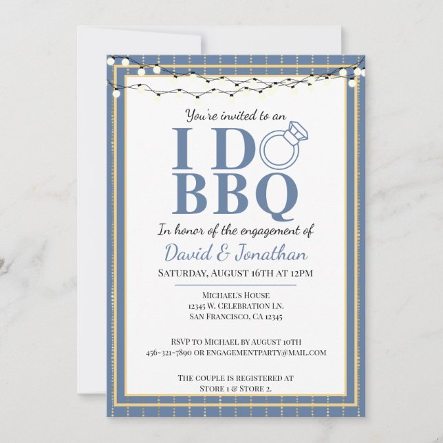 Invitation Je fais BBQ Couples Douche LGBT Gay Engagement Par (Devant)