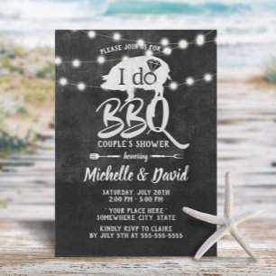 Invitation JE FAIS BBQ Couples Douche Rustique Chalkboard