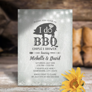 Invitation JE FAIS BBQ Couples Douche Rustique Mariage