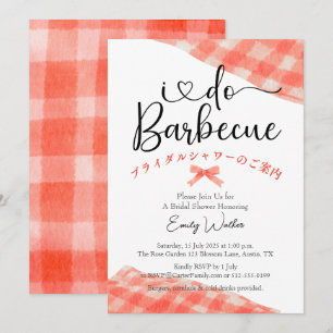 Invitation Je fais BBQ Fête des mariées Rouge En vichy Décont
