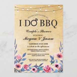 Invitation JE FAIS BBQ Fiançailles lumières Vintage Flower In