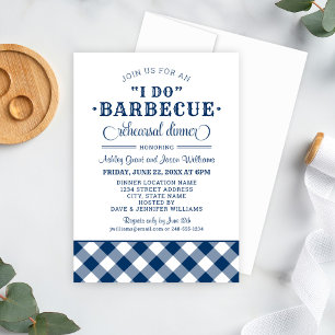 Invitation Je fais BBQ Marine Blue En vichy Dîner de répétiti