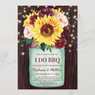 Invitation Je fais BBQ Mason Jar Sunflowers