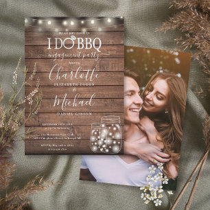 Invitation Je fais BBQ Mason Jars Rustic Photo Fiançailles