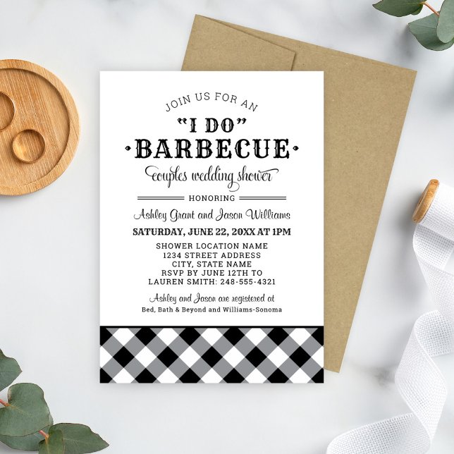 Invitation Je fais BBQ Noir En vichy Mariage Couples Douche (Créateur téléchargé)
