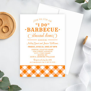 Invitation Je fais BBQ Orange En vichy Mariage Dîner de répét